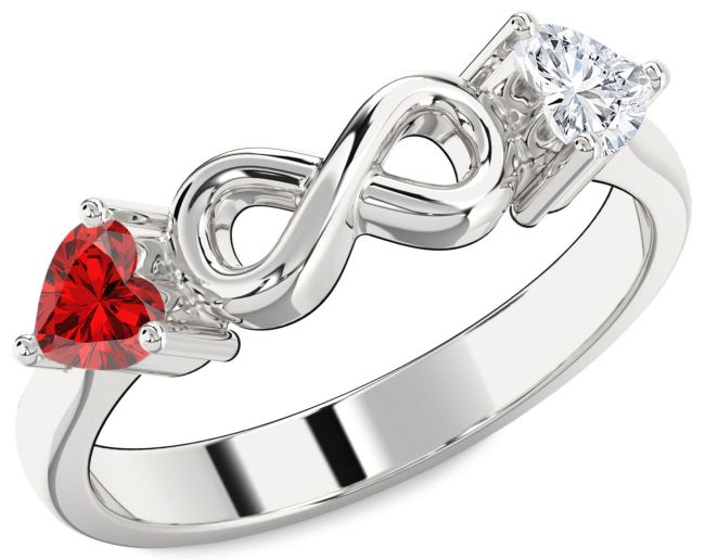 Silver Infinity Two Heart Promise Ring
