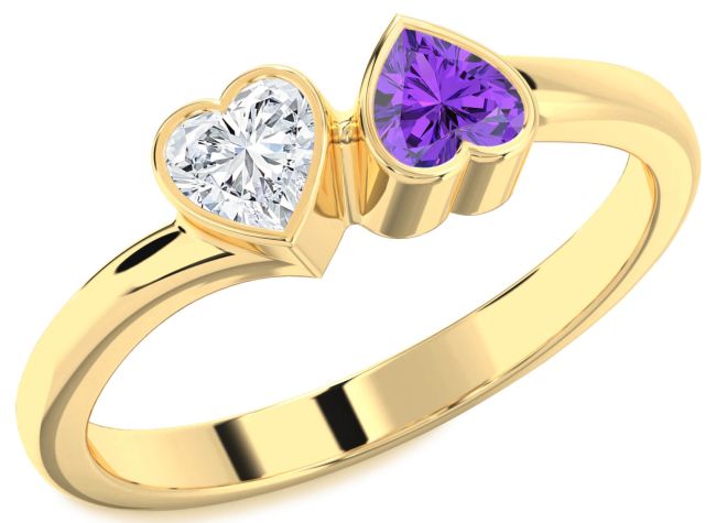 Gold Silver Two Heart Promise Ring