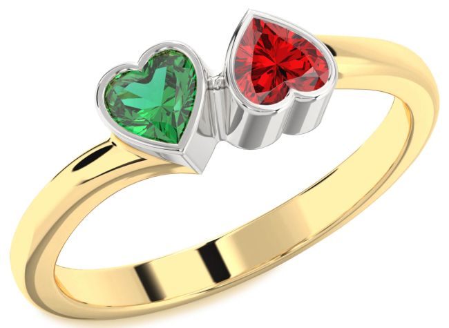 Gold Silver Two Heart Promise Ring