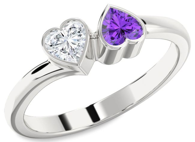 Silver Two Heart Promise Ring