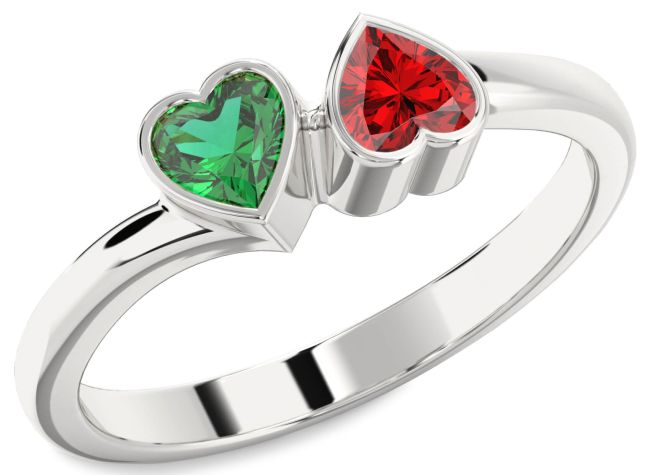 Silver Two Heart Promise Ring