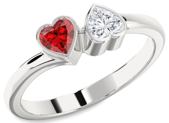 Platinum Two Heart Promise Ring