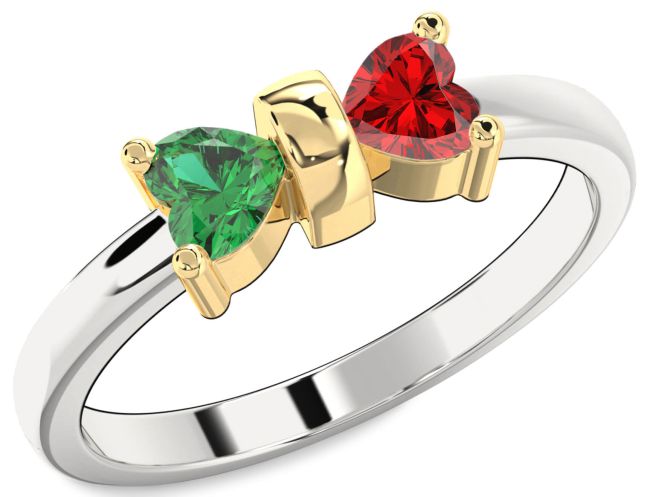 Platinum & Yellow Gold Two Heart Promise Ring