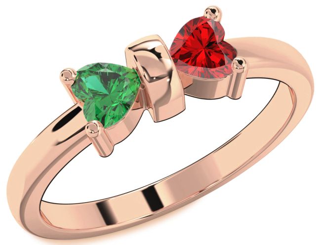 Rose Gold Two Heart Promise Ring