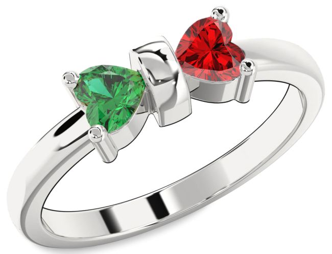 Silver Two Heart Promise Ring