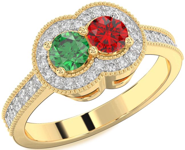 Diamond Gold Silver Round Two Stone Promise Ring