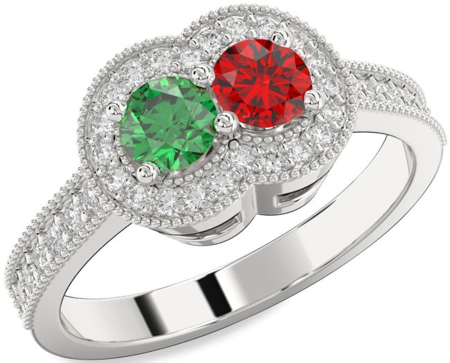 Diamond Platinum Round Two Stone Promise Ring