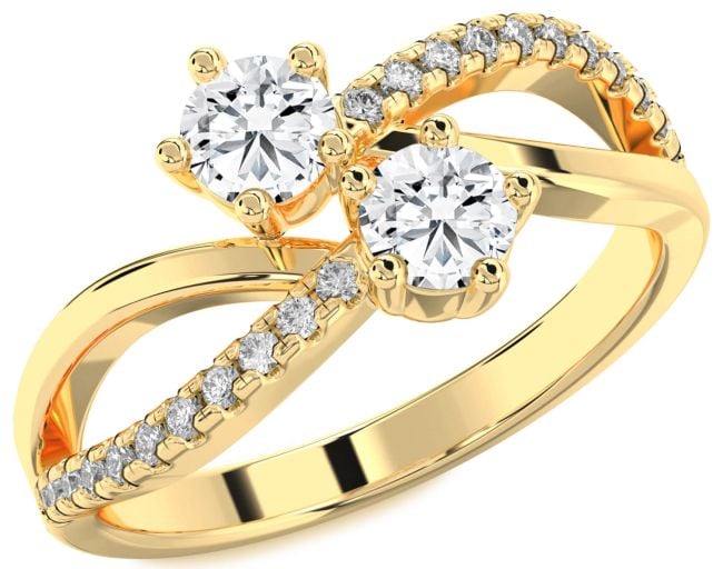 Lab Diamond Gold Infinity Round Two Stone Ring