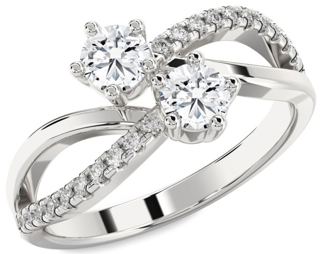 Lab Diamond Platinum Infinity Round Two Stone Ring