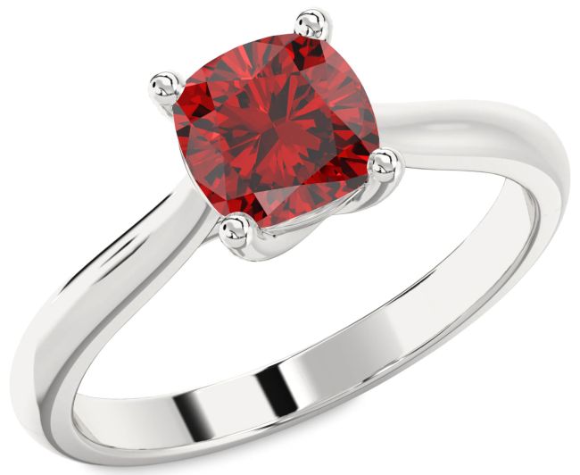Ruby Platinum Cushion Solitaire Engagement Ring