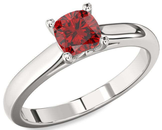 Ruby Platinum Cushion Solitaire Engagement Ring