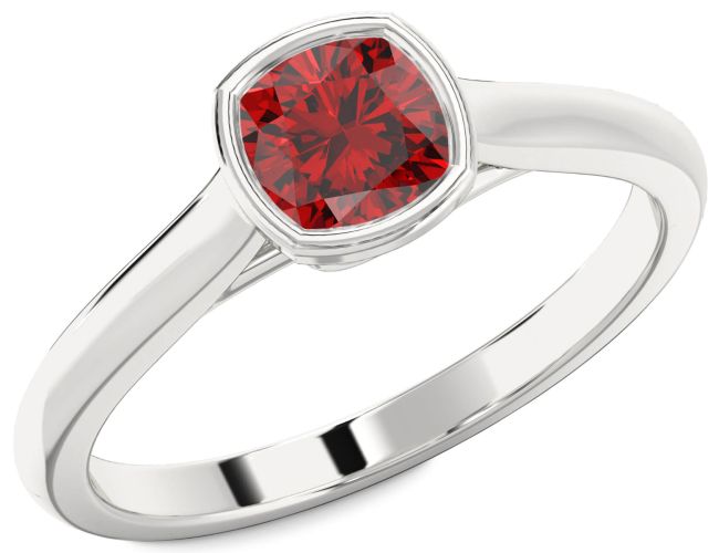 Ruby Platinum Cushion Solitaire Engagement Ring