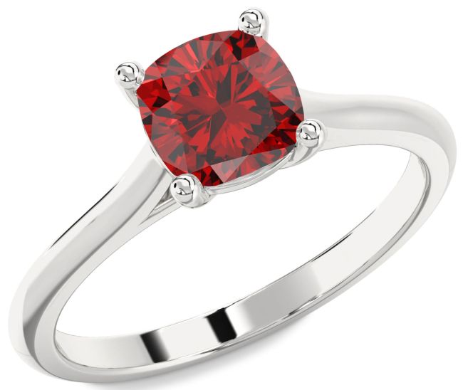 Ruby Platinum Cushion Solitaire Engagement Ring