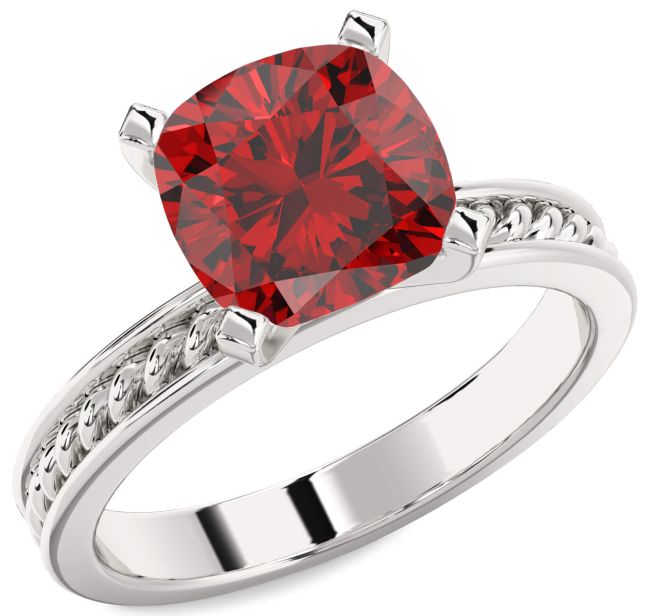 Ruby Platinum Cushion Solitaire Engagement Ring