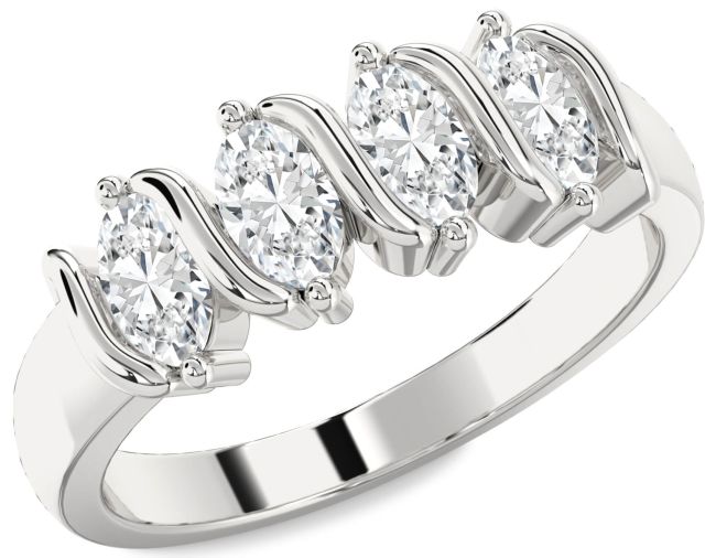 Diamond Platinum Oval Four Stone Ring