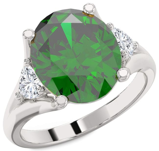 Diamond Emerald Platinum Engagement Ring