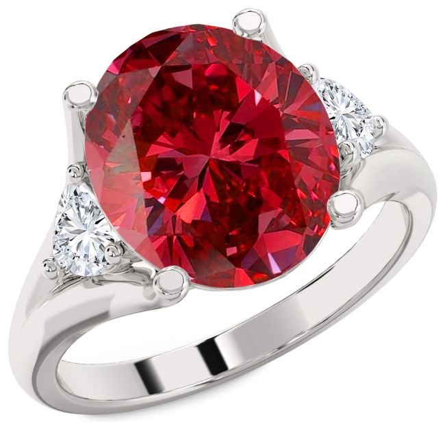 Diamond Ruby Silver Engagement Ring