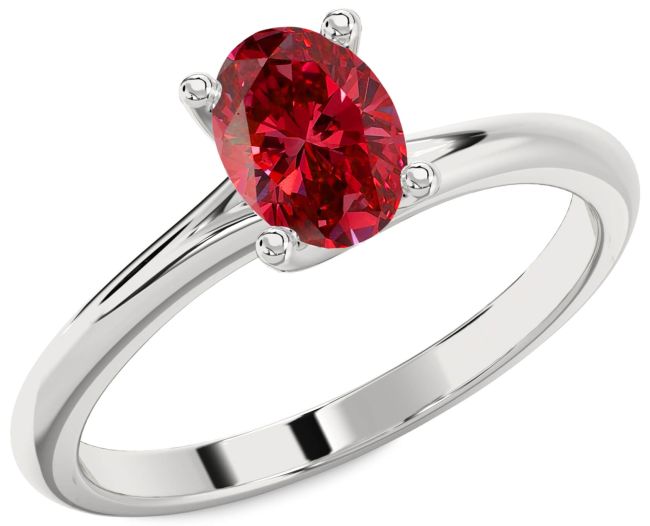 Ruby Platinum Oval Solitaire Engagement Ring