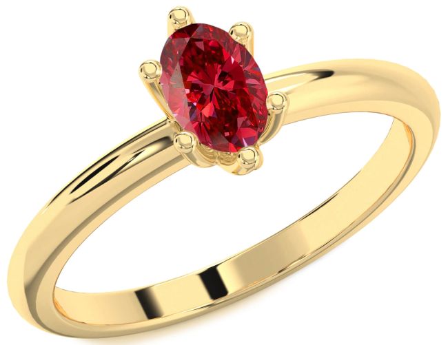 Ruby Gold Oval Solitaire Engagement Ring
