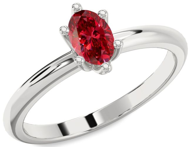 Ruby Platinum Oval Solitaire Engagement Ring