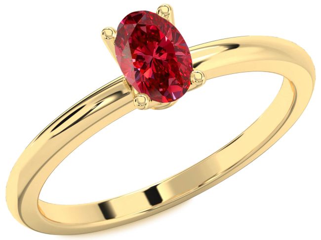 Ruby Gold Oval Solitaire Engagement Ring