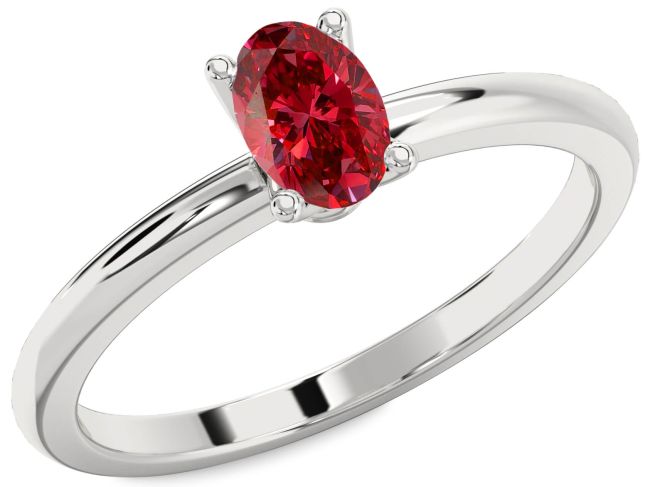 Ruby Platinum Oval Solitaire Engagement Ring