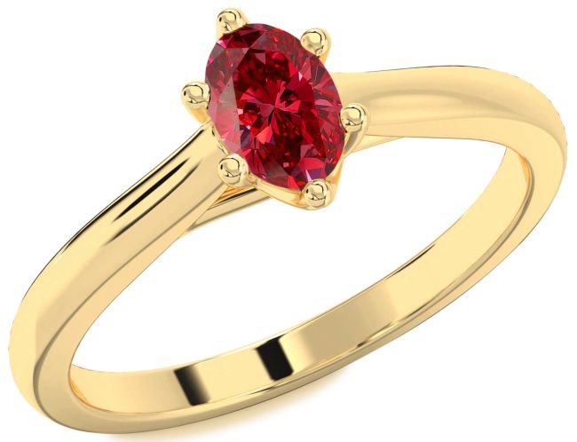 Ruby Gold Oval Solitaire Engagement Ring