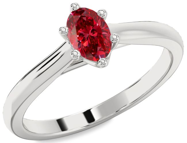 Ruby Platinum Oval Solitaire Engagement Ring