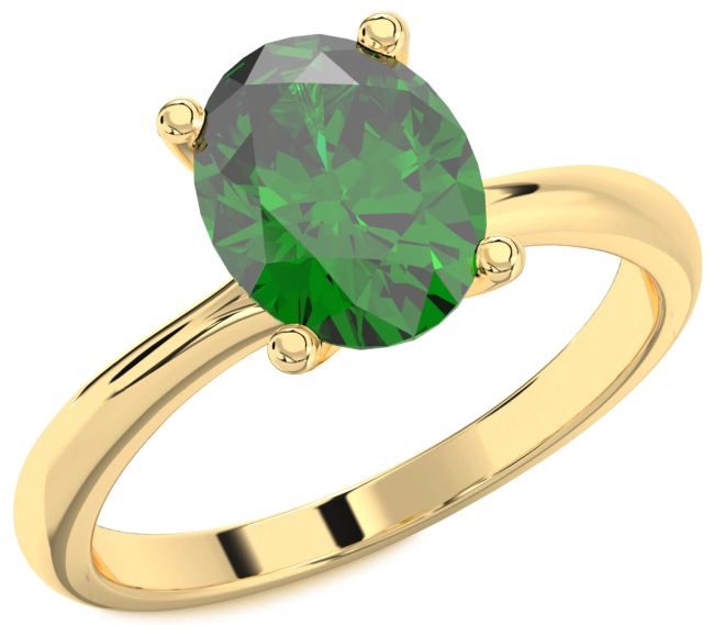 Emerald Gold Oval Solitaire Engagement Ring