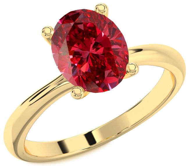 Ruby Gold Oval Solitaire Engagement Ring