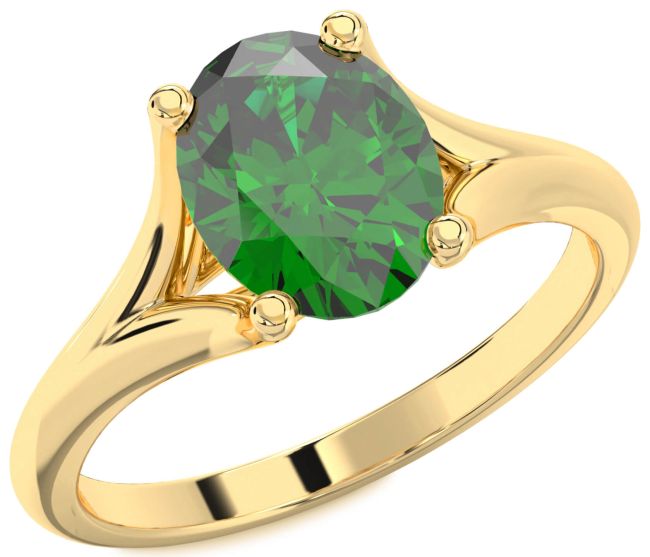 Emerald Gold Oval Solitaire Engagement Ring