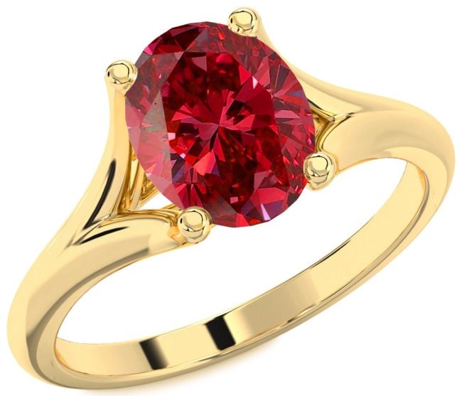 Ruby Gold Oval Solitaire Engagement Ring