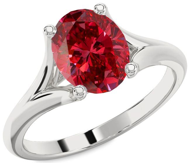 Ruby Platinum Oval Solitaire Engagement Ring