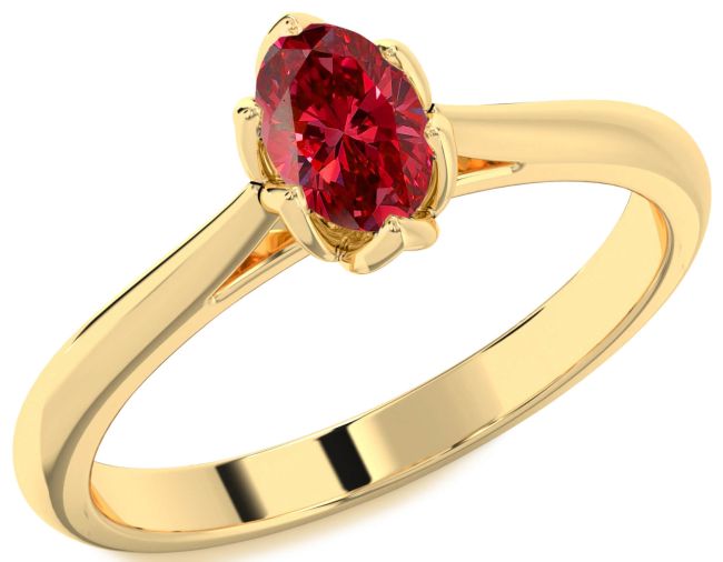 Ruby Gold Oval Solitaire Engagement Ring
