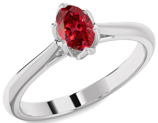 Ruby Platinum Oval Solitaire Engagement Ring