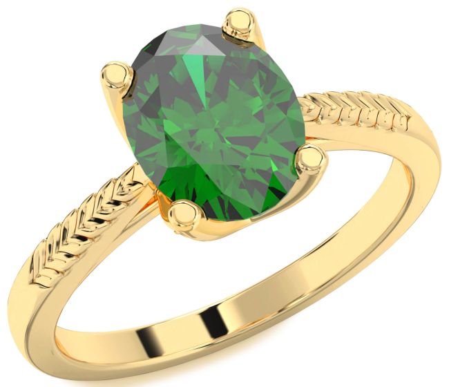 Emerald Gold Oval Solitaire Engagement Ring