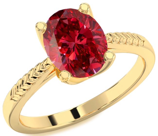Ruby Gold Oval Solitaire Engagement Ring