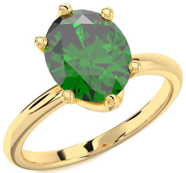 Emerald Gold Oval Solitaire Engagement Ring