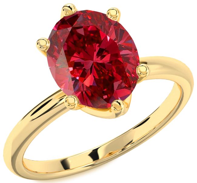 Ruby Gold Oval Solitaire Engagement Ring