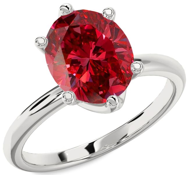 Ruby Platinum Oval Solitaire Engagement Ring