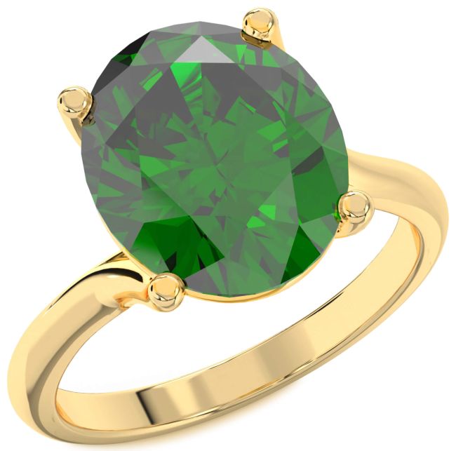 Emerald Gold Oval Solitaire Engagement Ring