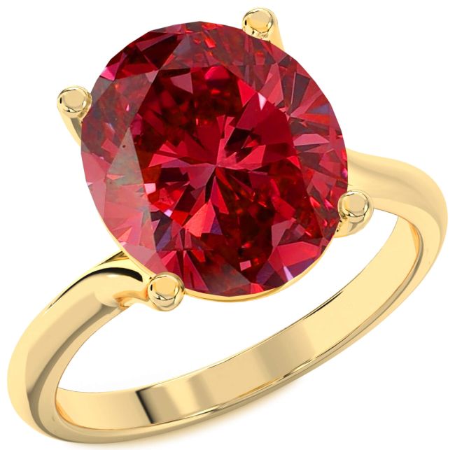 Ruby Gold Oval Solitaire Engagement Ring