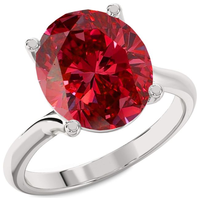 Ruby Platinum Oval Solitaire Engagement Ring