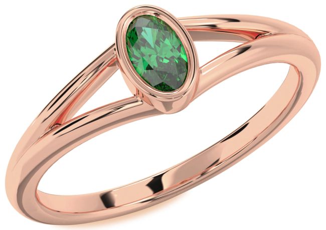 Emerald Rose Gold Oval Promise Ring