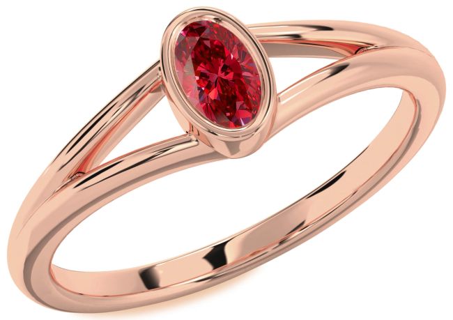 Ruby Rose Gold Silver Oval Promise Ring