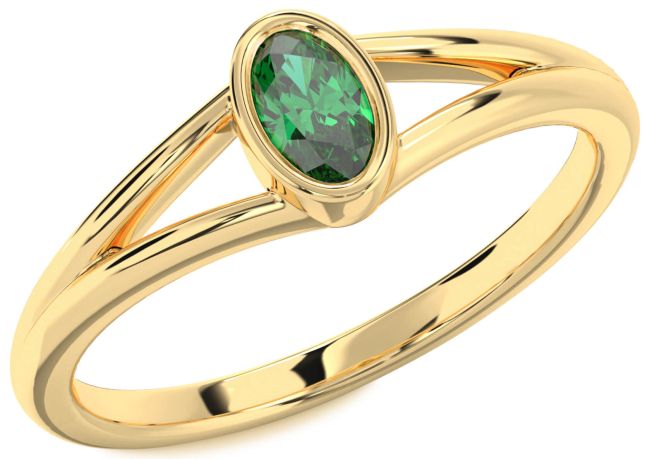 Emerald Gold Oval Promise Ring