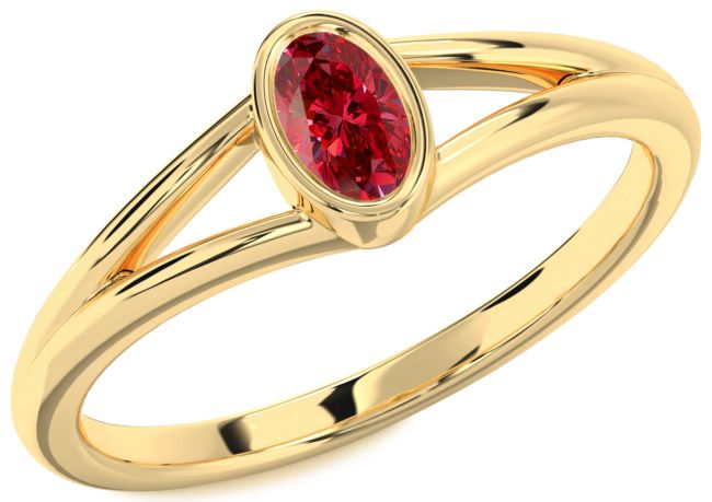 Ruby Gold Oval Promise Ring
