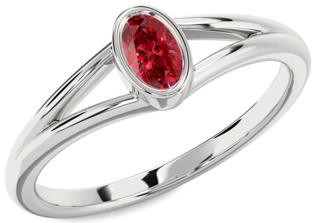 Ruby White Gold Oval Promise Ring