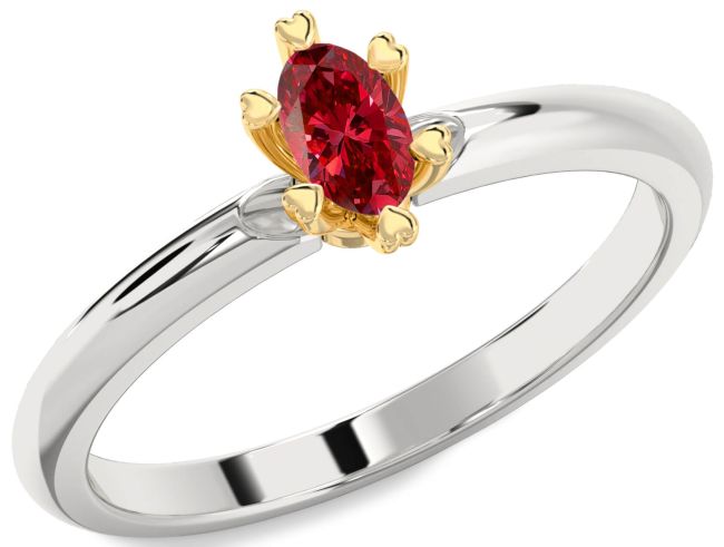 Ruby Gold Silver Oval Promise Ring