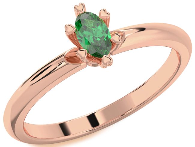 Emerald Rose Gold Oval Promise Ring